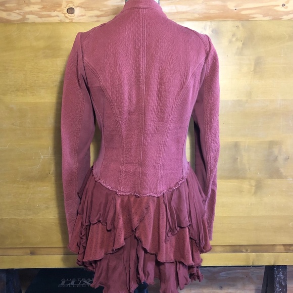 Women's Rust Jacket with Ruffle Hem - Picture 5 of 10